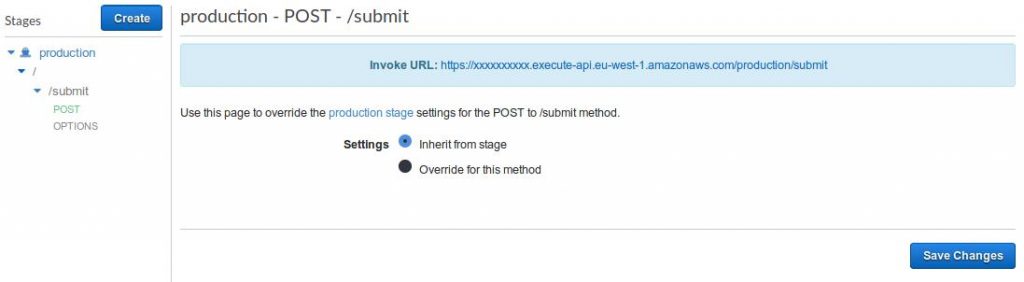 aws serverless HTML contact form